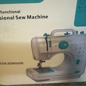 Multifunctional Sewing Machine with Blue Accents